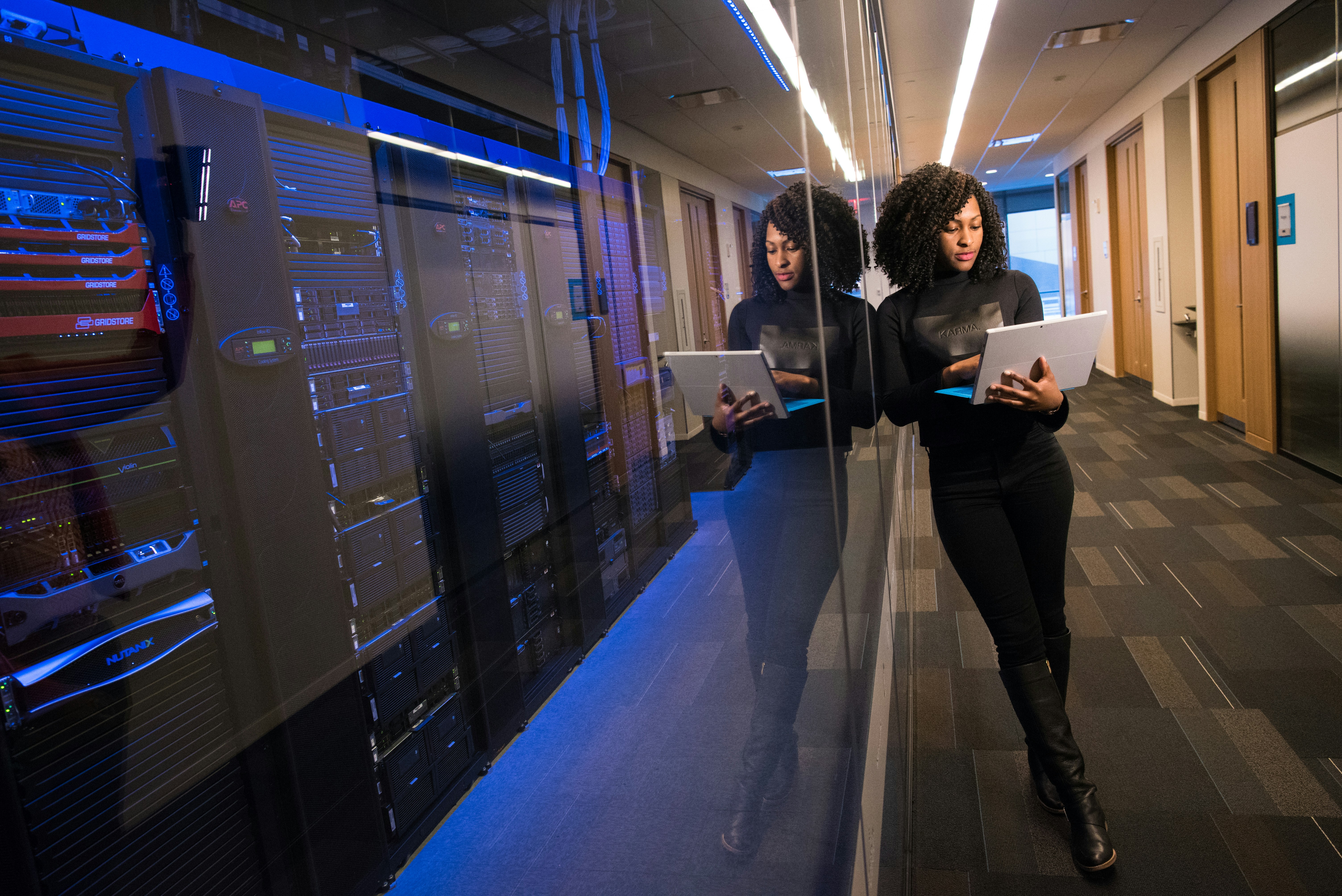 Professional business team working with technology